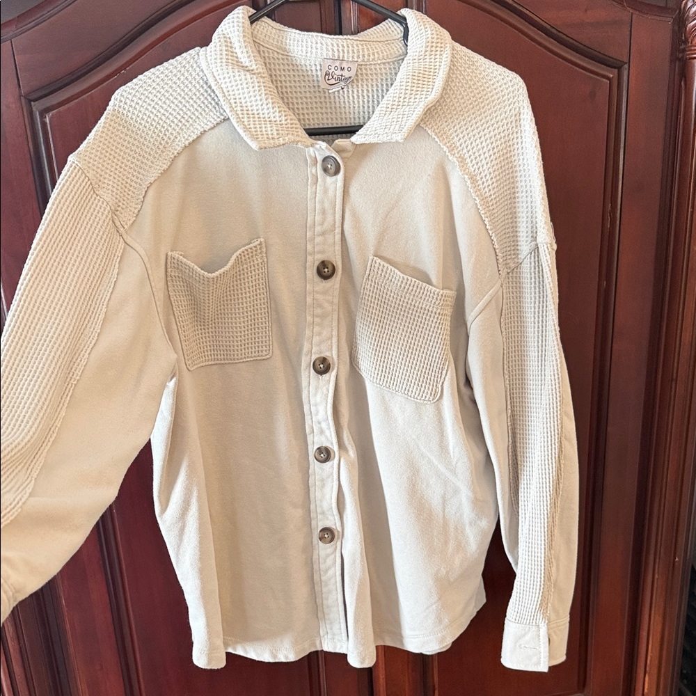 Como Vintage Cream Textured Collar Shirt